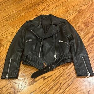 All Saints Woman’s Black Leather Jacket Size US 2